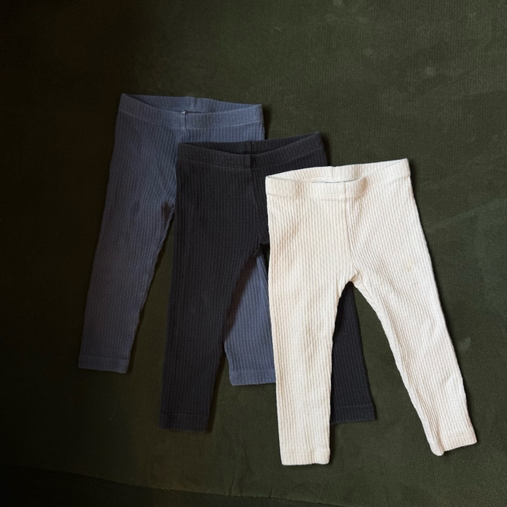 Bundle Ribbed Leggings - Black, Blue, Cream